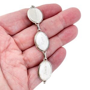 Vintage Sterling Silver 925 Oval Link Engraved Bracelet 7.75"